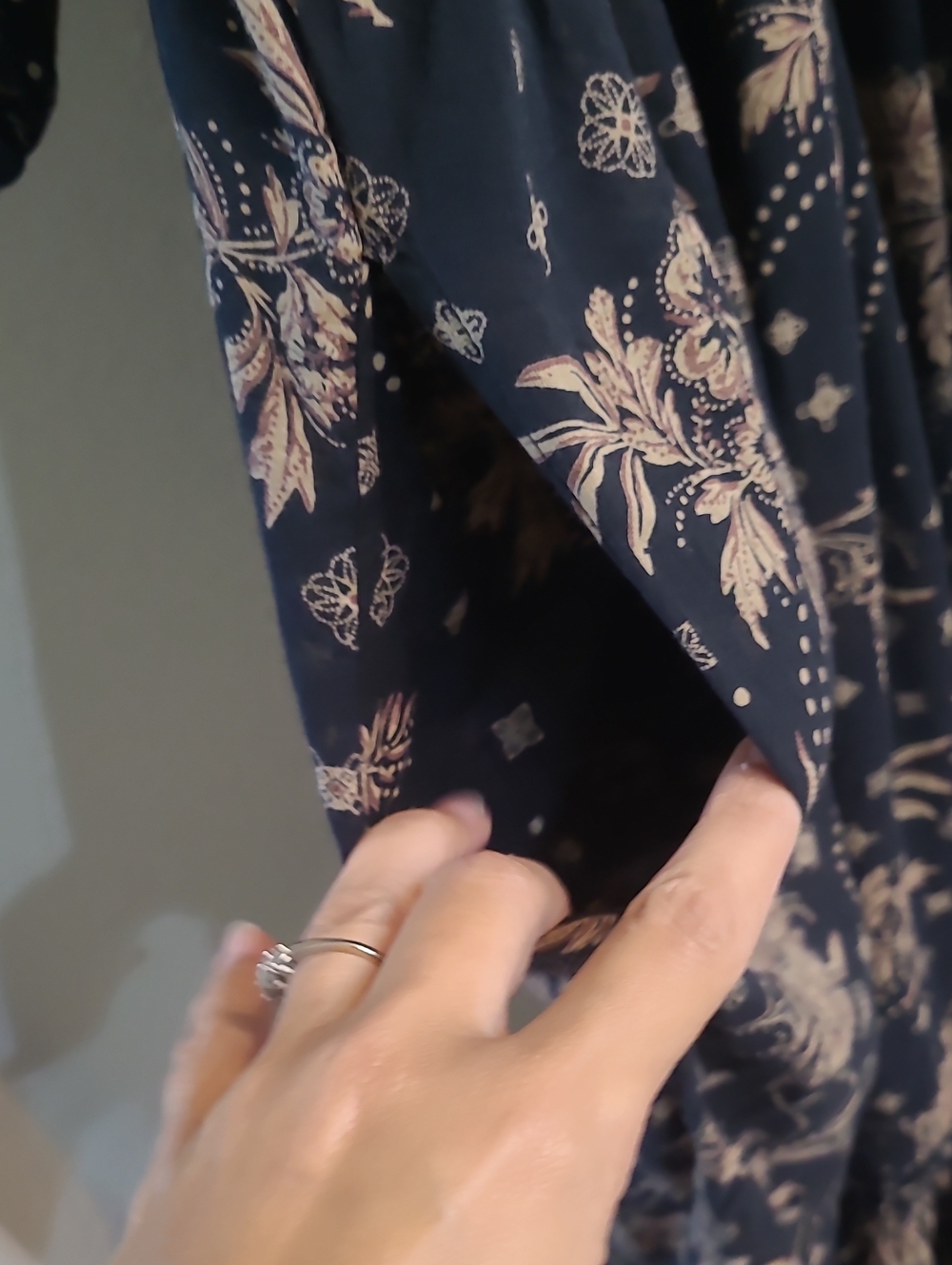 Free People Black Maxi Dress with Tan Floral Print Boho, Natural Material Size M - Picture 6 of 10